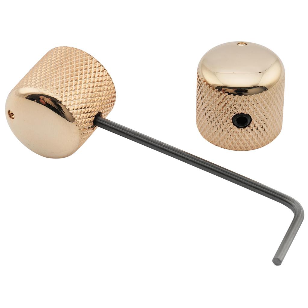 Musiclily Pro 1/4" Steel Knurled Dome Knobs with Horizontal Threads and Indicator Dots for Electric Guitars and Basses, Gold (Set of 2)