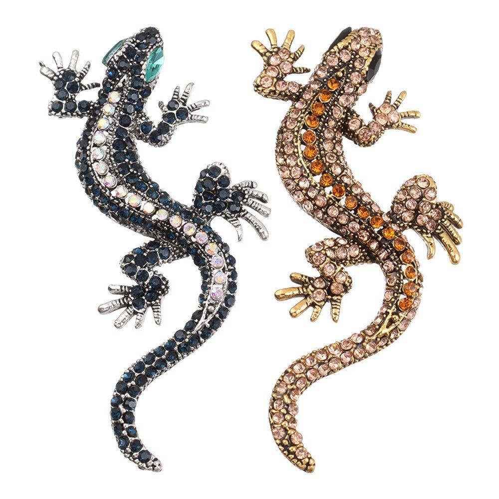 Ювелирная сумка, булавка для одежды, брошь со стразами в стиле ретро, ​​брошь в виде животного, брошь в виде ящерицы, геккона