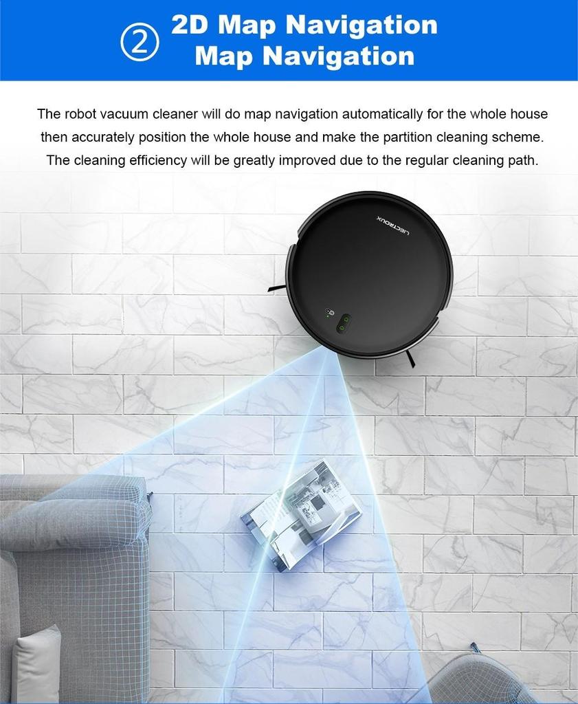 Liectroux L200 Robot Vacuum Cleaner, Max 4000Pa Suction, Smart Mapping, 230ml Electric Control Water Tank