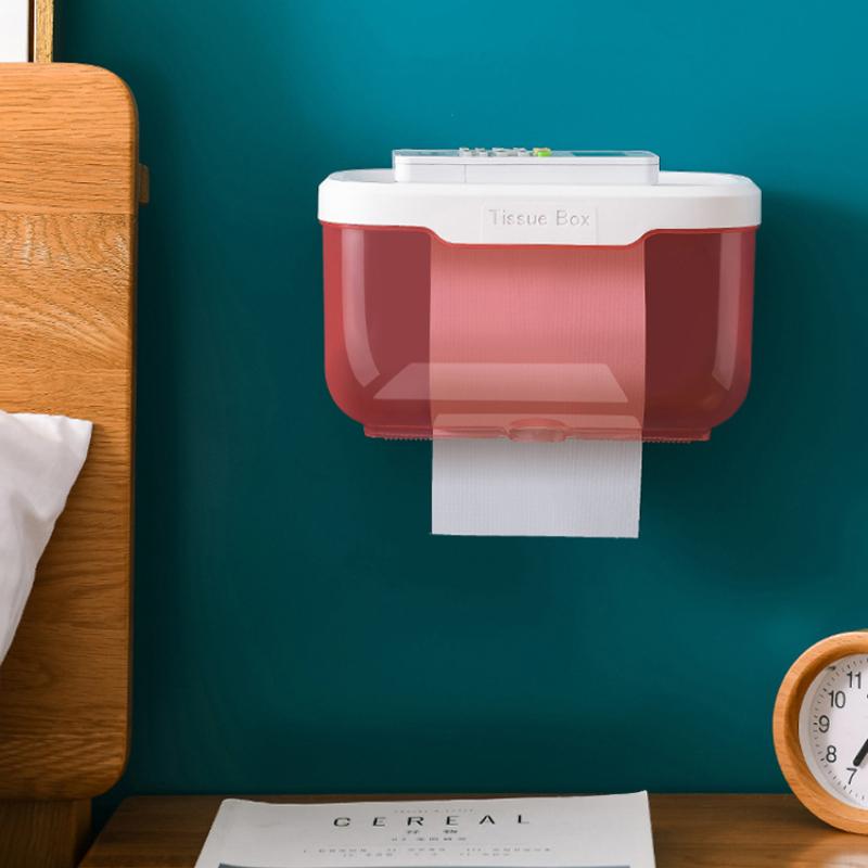 Punch-free Toilet Paper Holder Tissue Box Waterproof Mobile Phone Storage Toilet Paper Storage Rack Bathroom Accessories