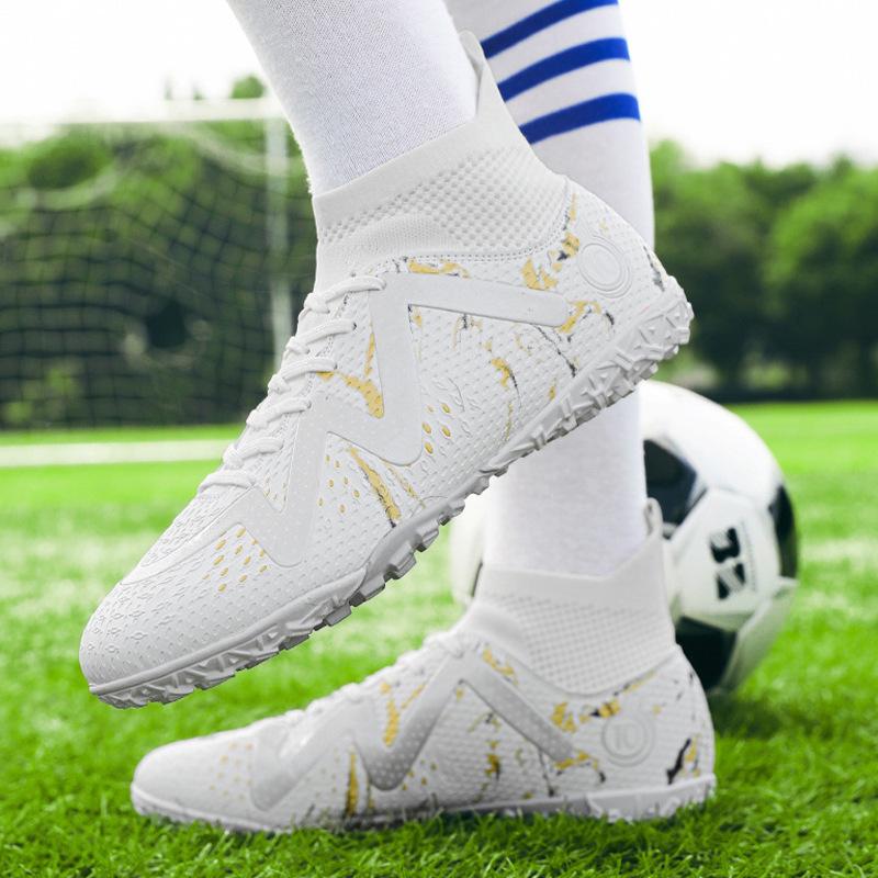 New High-Top Football Shoes Men'S And Women'S Ag Long Nails Tf Broken Nails Artificial Grass Game Football Shoes