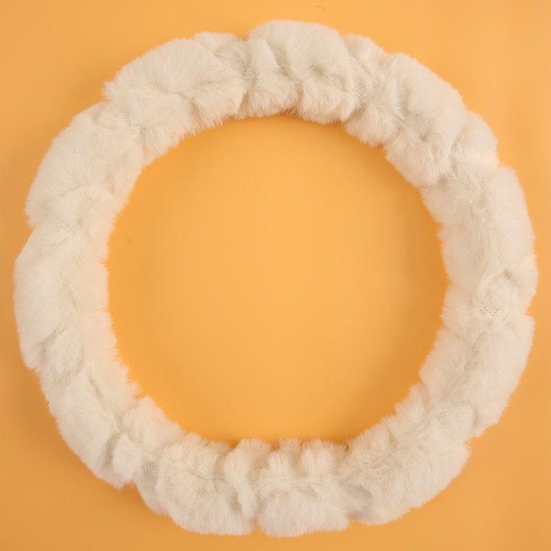 Car Steering Wheel Cover Winter Plush New High-End Anti-Slip Wear-Resistant Sweat-Absorbent Women's Cute Round Car Steering Wheel Cover