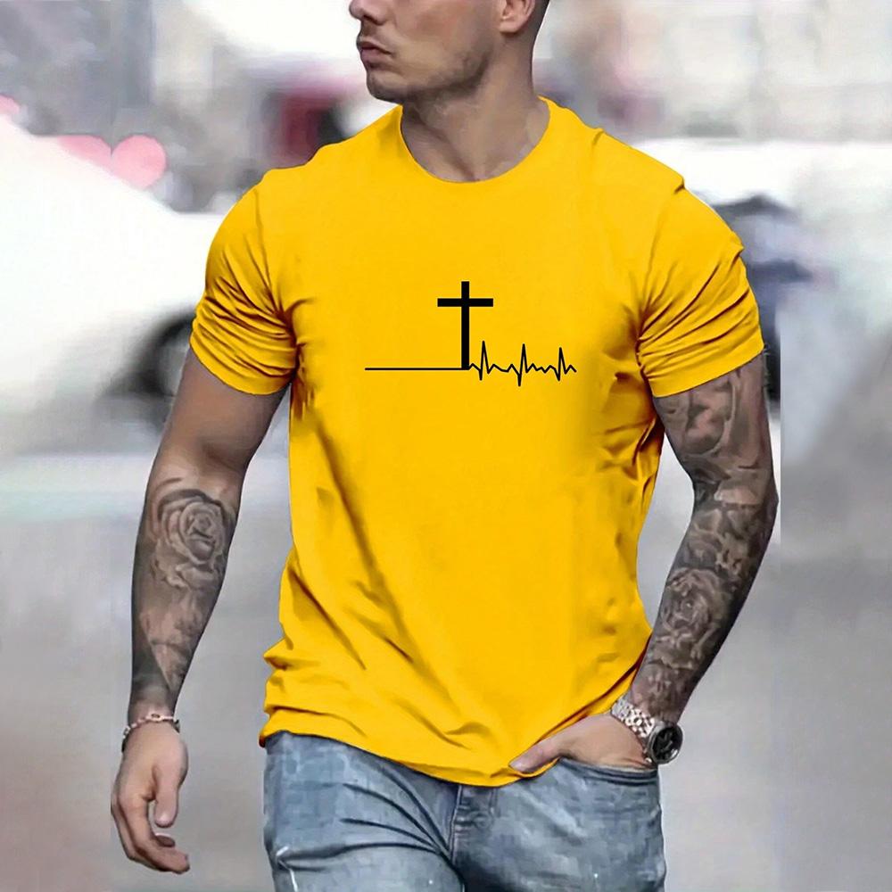 2024 Классическая однотонная футболка с буквенным принтом, мужская одежда, большой размер, О-образный вырез, короткий рукав, дышащая спортивная футболка для фитнеса