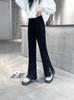 Girls' Black Bell Bottom Pants - Spring/Autumn 2025 Korean Style Fashion for Kids