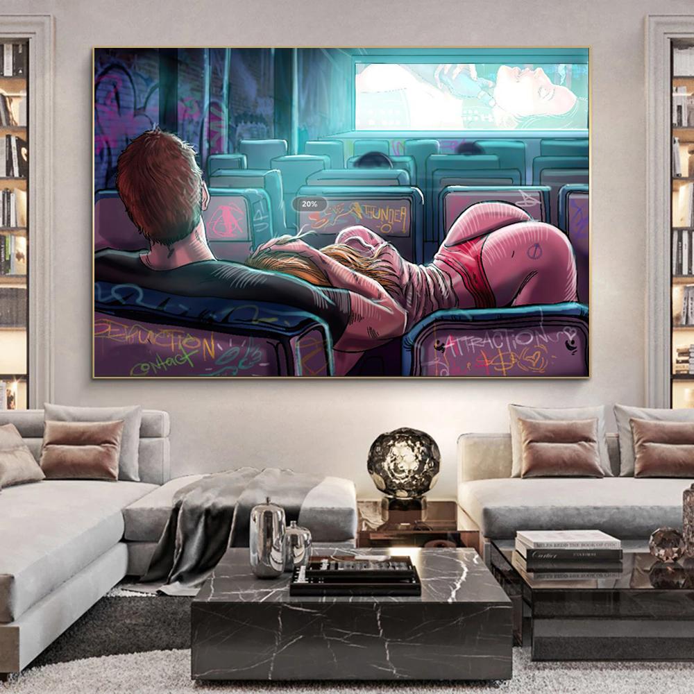 Graffiti Art Sexy Women Lover Canvas Painting On The Wall Art Posters Prints Wall Pictures for Living Room Home Cuadros Decor