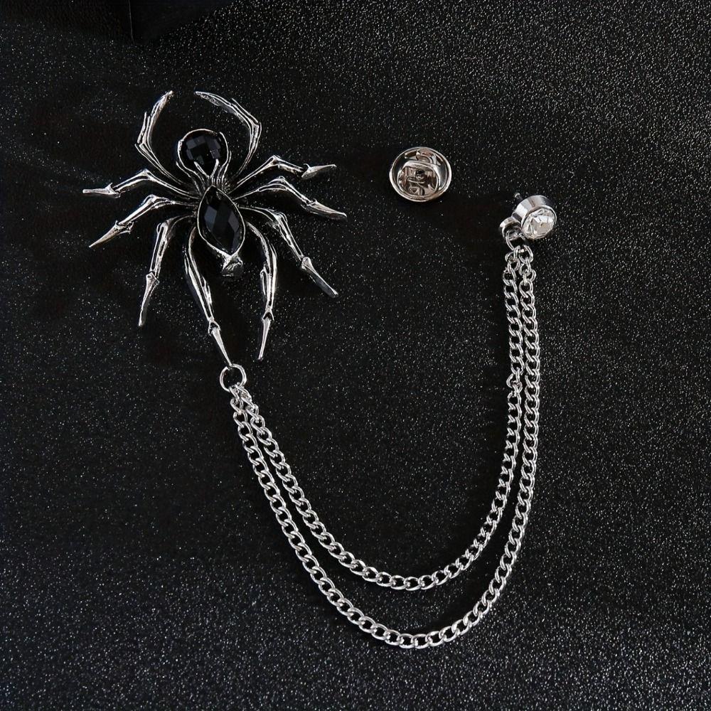 Fashion Versatile Spider Brooch Exaggerated Design Zircon Brooches Shirt Collar