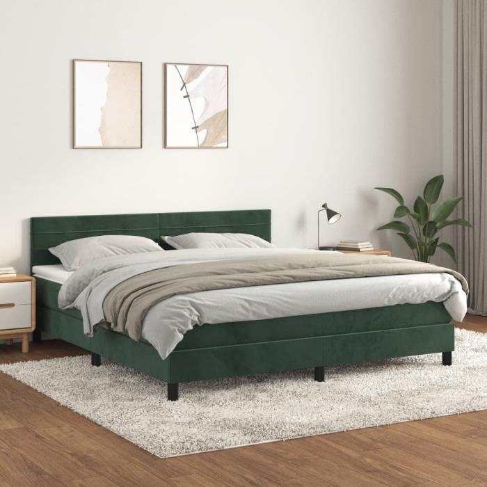 3141374 vidaXL Divan Bed and Mattress Dark Green 160x200cm Velvet
