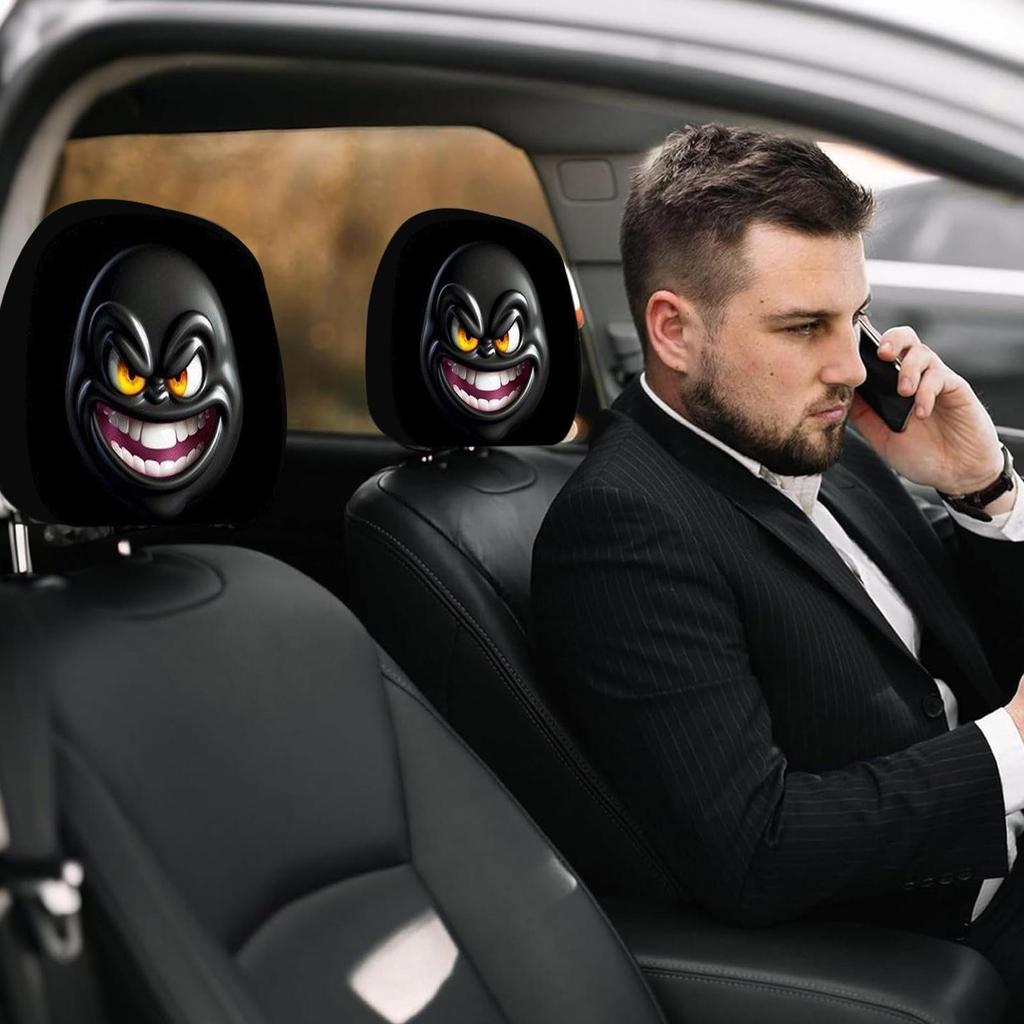 2 шт. Смешные мультяшные чехлы на подголовники автомобиля, Защита переднего сиденья для мужчин и женщин, Подарок на Хэллоуин и Рождество для водителей, автомобильные аксессуары