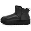 Genuine Leather Solid Color Round Toe Short Snow Boots Women Boots Black 1164690-BLK