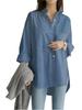 2024 Women's Loose Casual Irregular Button-Down Long Sleeve Shirt for Autumn and Winter