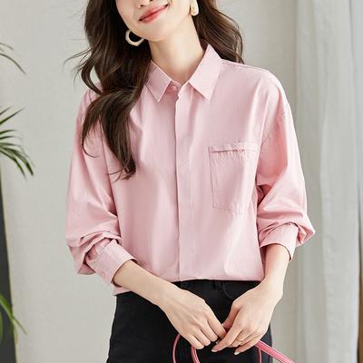 Весна Новая Женская Рубашка с Длинным Рукавом, Белая, из Чистого Хлопка, Свободного Повседневного Дизайна, Нишевая