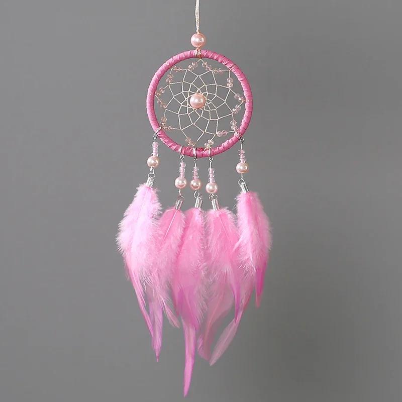 Mini 34cm Tassel Catching Monternet Creative Feathers Wind Chimes Decoration Pendant Car Wall Hanging Dream Catcher Home Crafts