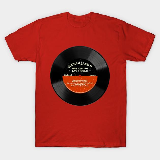 Men Black Print T-shirt Nadja & Laszlo, The Human Music Group No-Cut Transfer Paper Print Cotton Tshirt