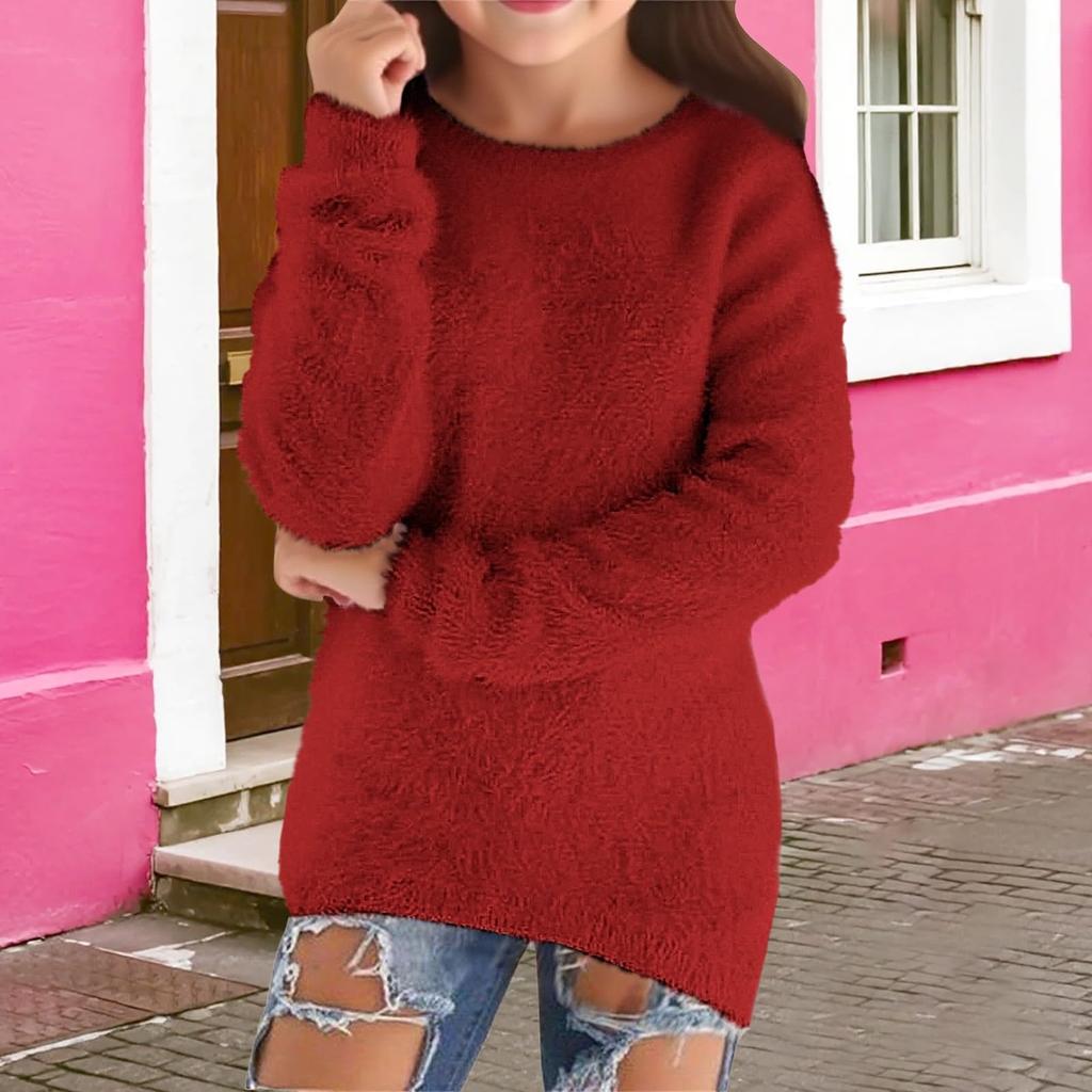 Модный детский теплый и универсальный пуловер с круглым вырезом