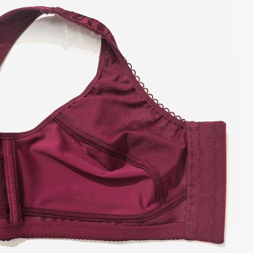 Plus Size Lace Front Closure Bra & High Waist Panty Set, Racerback Supportive Lingerie for Women