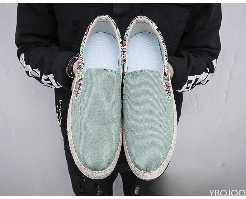 2025 Новый стиль Летняя мода универсальные мужские кроссовки Повседневный комфорт Холщовые туфли на плоской подошве Мужские туфли лоферы из льняной ткани