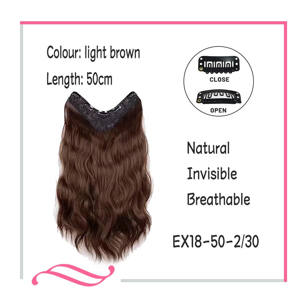 Bybrana Длинные волосы цельные длинные вьющиеся волосы V-образные наращивание волос невидимые пушистые слегка вьющиеся имитационные волосы