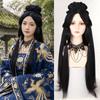 Vintage Chinese Traditional Costume Wig Headdress Black Full Wig Headpiece  for Retro Styling
