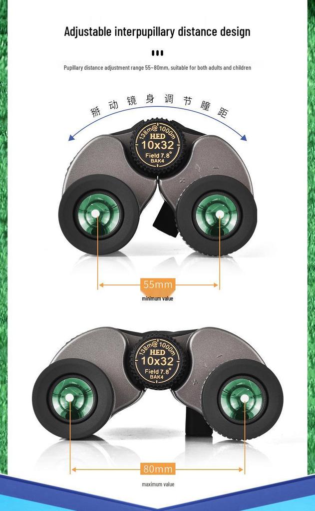 Jarnoon 10x32 HD Binoculars with FMC Coating for Low Light Night Vision and Outdoor Photography
