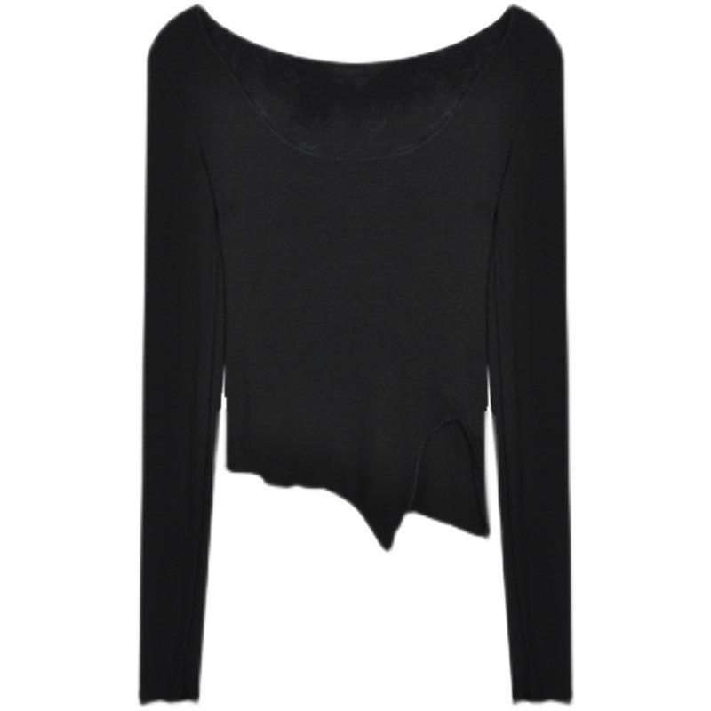 Футболка женская облегающая с длинными рукавами, базовый топ