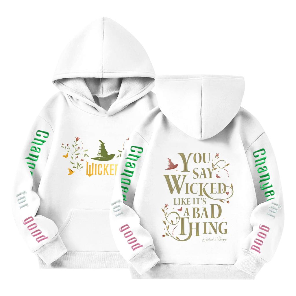 Детский пуловер с длинным рукавом, свободного кроя, с принтом букв, капюшоном на шнурке