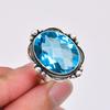 Кольцо с голубым топазом из стерлингового серебра 925 пробы V7951, синее кольцо, овальное кольцо, подарок на День святого Валентина, подарок для нее, подарок на день рождения, украшения ручной работы, серебряные украшения, U