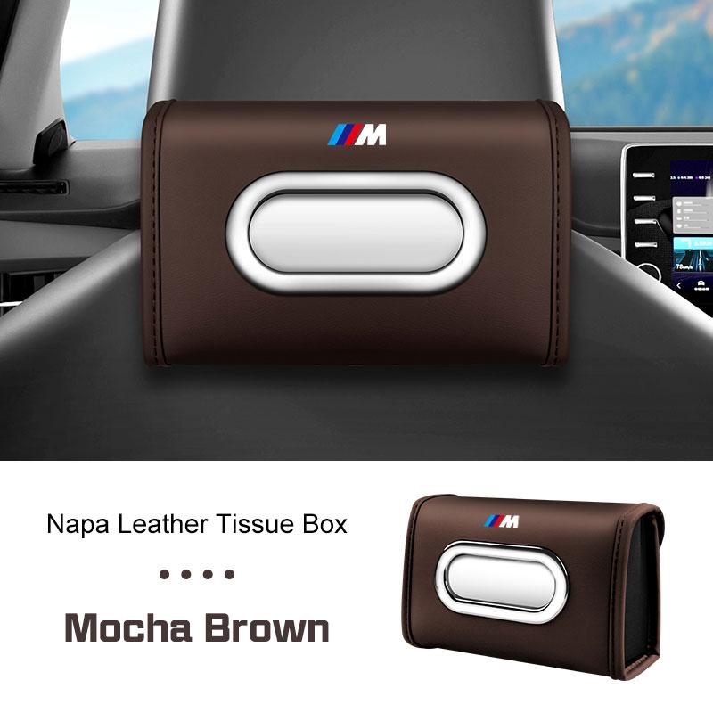 DKXA1 Premium Leather Car Tissue Box For BMW X1X3X4 X5 X6 X7 Series 1 2 3 5 7 F15 F16 F40 IX3 G20 G30 Z3 Z4 M5 Napkin Case Kleenex Bag