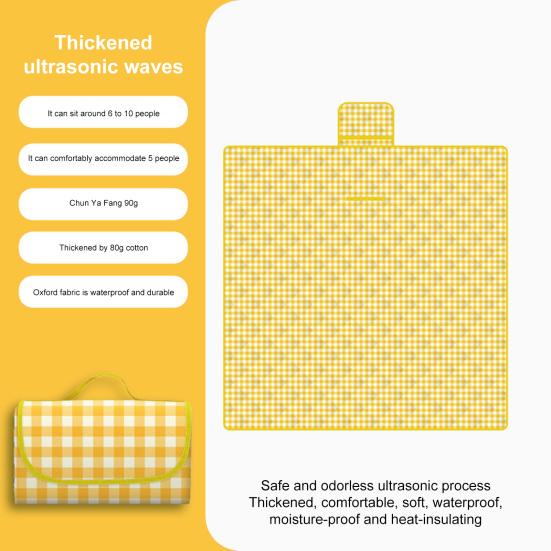 Плед для пикника с толстым хлопковым наполнителем, водонепроницаемый, легко моется, многоцелевой пляжный коврик, складной коврик для пикника с ручкой