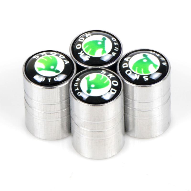 4pcs Car Wheel Tire Valve Caps Stem Case For Car emblems Auto Accessories For Skoda SUPERB RAPID KAROQ FABIA YETIEI8