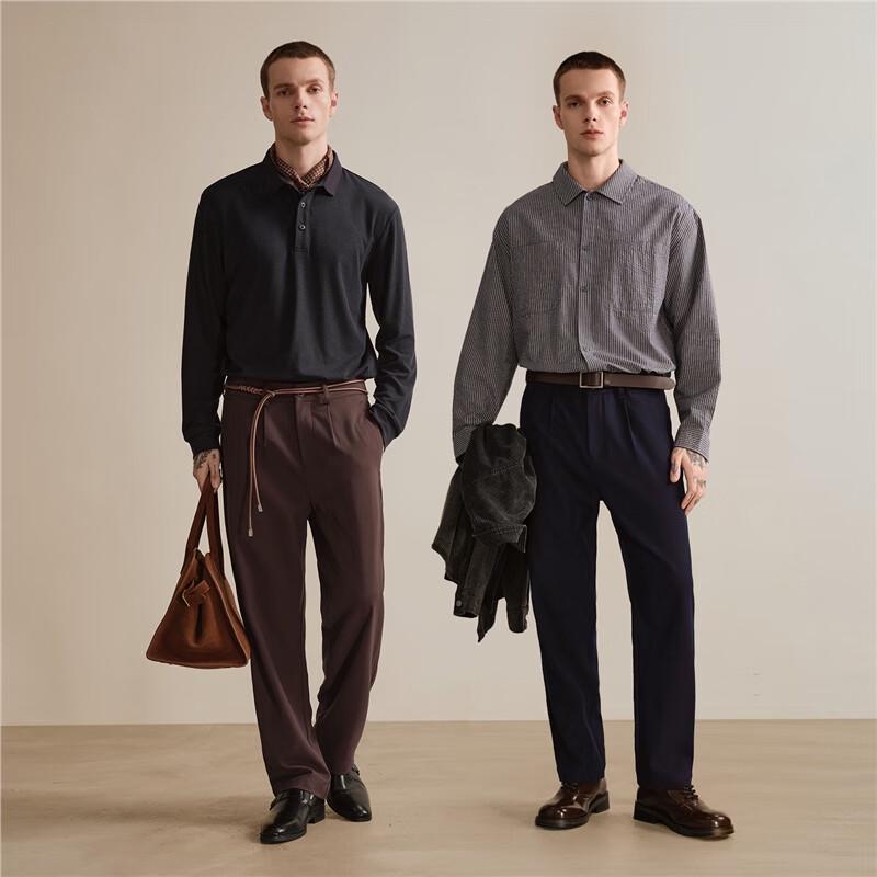 GIORDANO Мужские текстурированные плиссированные брюки в стиле business casual