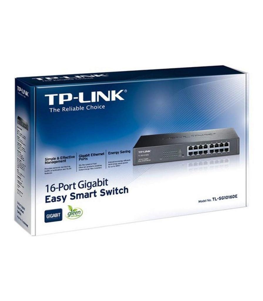 Giga Compatible 16 Port Smart Switch with Management Function Metal Housing 5 Year Warranty Black TP-Link TL-SG1016DE