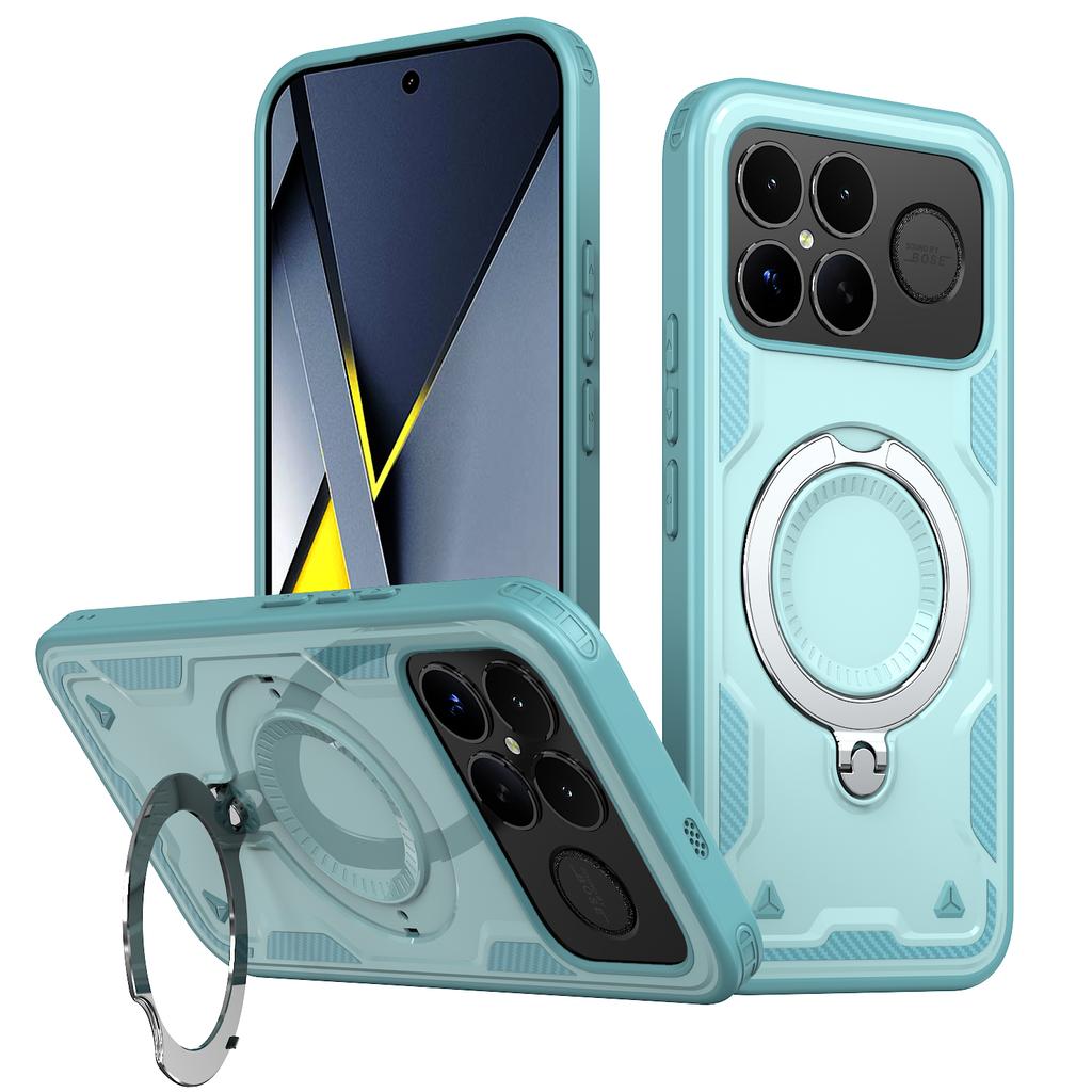 Бронированный противоударный чехол Fundas для Xiaomi Poco F8 Pro Ultra Redmi K90Pro Max 360° Вращающаяся магнитная подставка ТПУ Пластиковая крышка для телефона