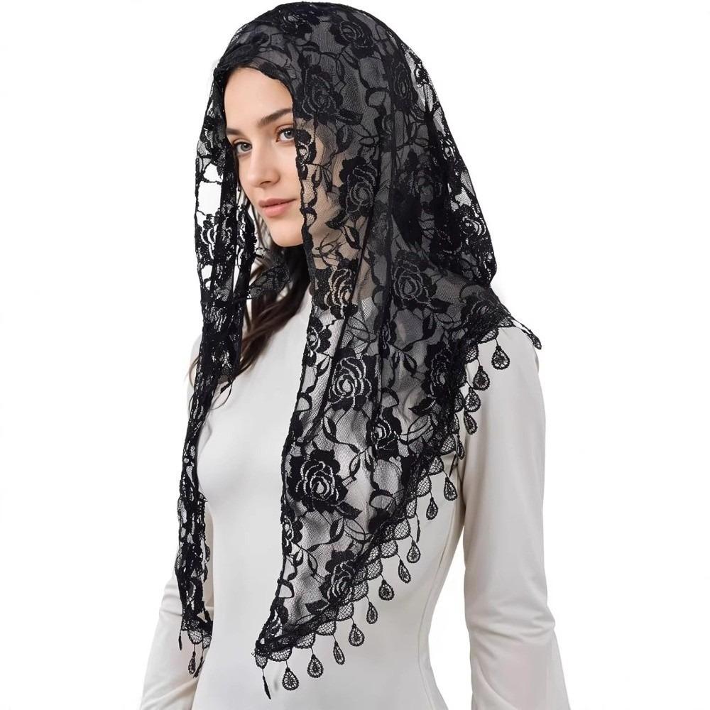 Sun Protection Printed Wraps Colorful Flower Triangle Headband Elegant Lace Scarf Holiday
