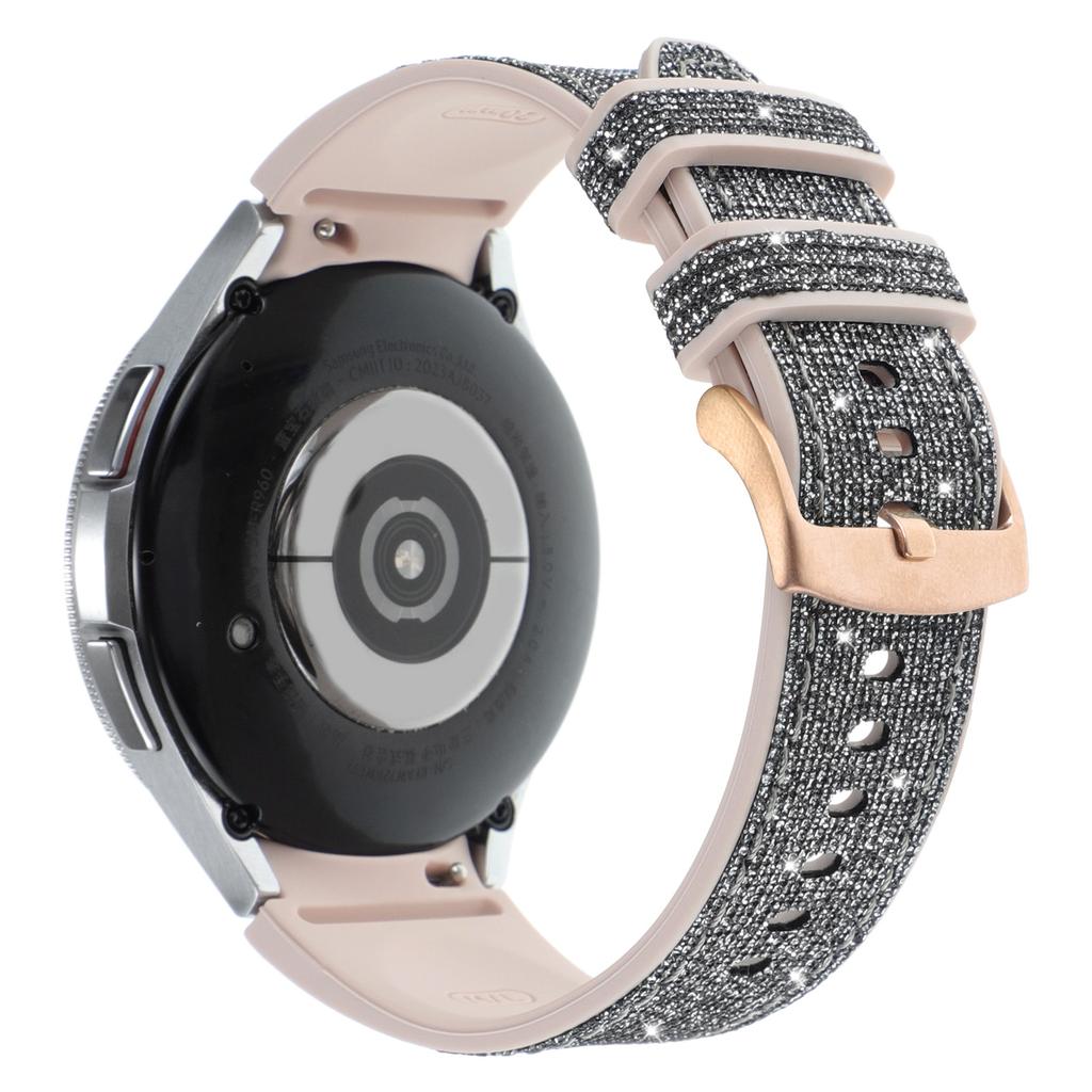 Glitter Band for Samsung Galaxy Watch7/Watch6/Watch6 Classic/Watch5/Watch5 Pro/Watch4/Watch4 Classic Leather Coated Silicone Strap