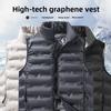 Графеновый самонагревающийся жилет для мужчин, осенне-зимний пуховый хлопковый жилет без рукавов со стойкой, повседневная спортивная жилетка-куртка
