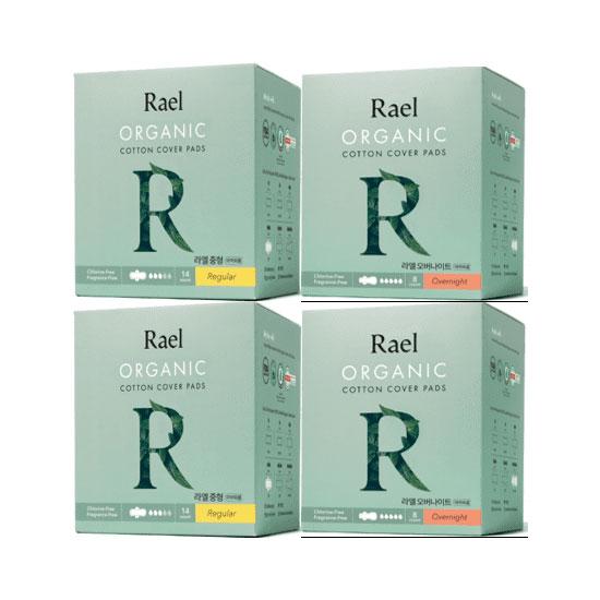 Lael Sanitary Napkin 2 packs + Overnight 8P 2 packs, choose 2 types (Medium 14P / Large 12P)