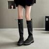 Стильный, простой и универсальный дизайн с цветовой блокировкой, женские летние новые сапоги до колена на толстой подошве, увеличивающие рост, удобные сапоги-рыцари
