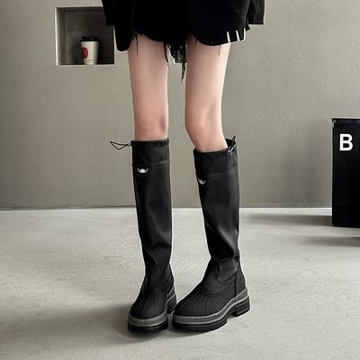 Стильный, простой и универсальный дизайн с цветовой блокировкой, женские летние новые сапоги до колена на толстой подошве, увеличивающие рост, удобные сапоги-рыцари