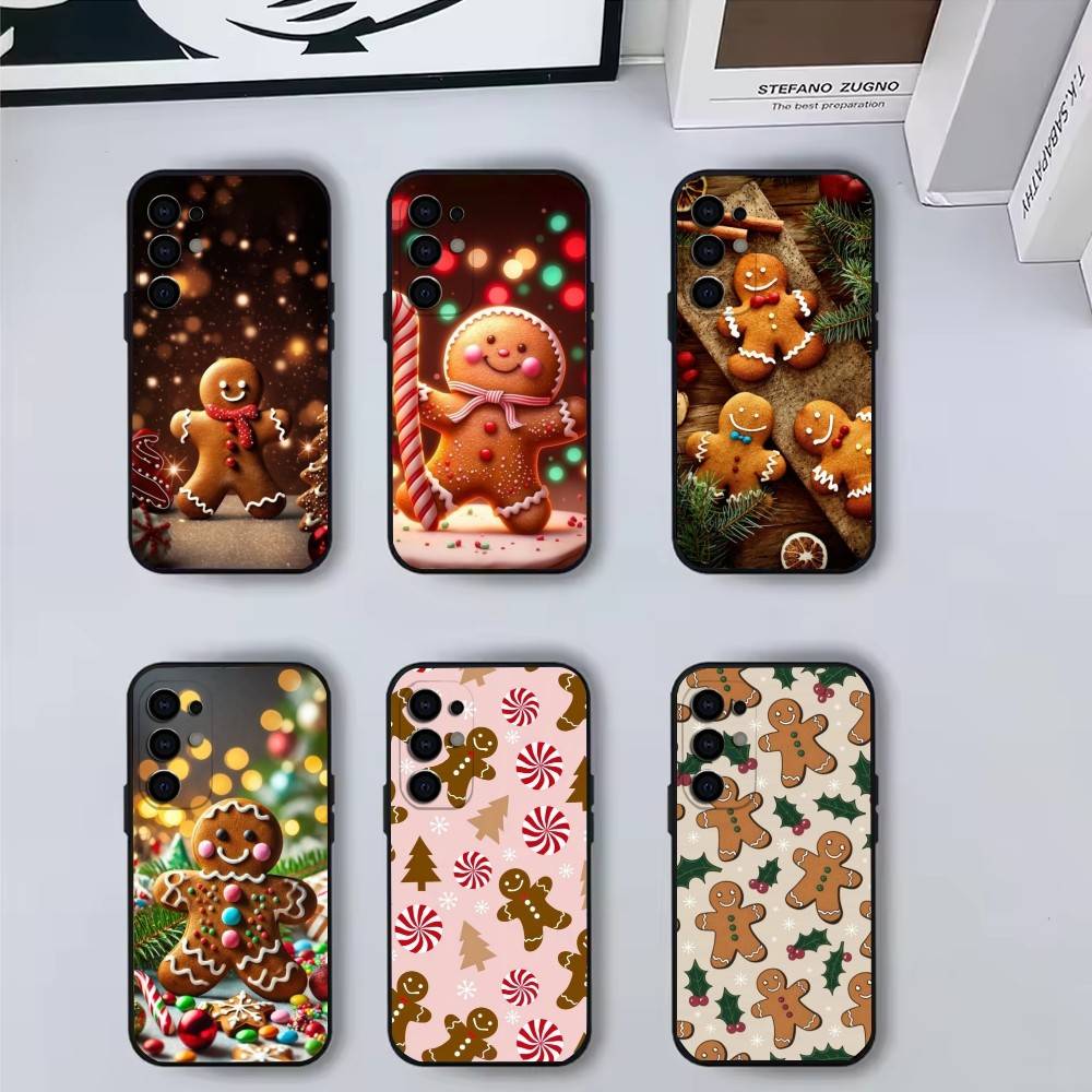 Милый G-Имбирный человечек Чехол для телефона Для Samsung S25,S24,S21,S22,S23,S30,Ultra,S20,Plus,Fe,Lite,Note,10,9,5G Черный чехол