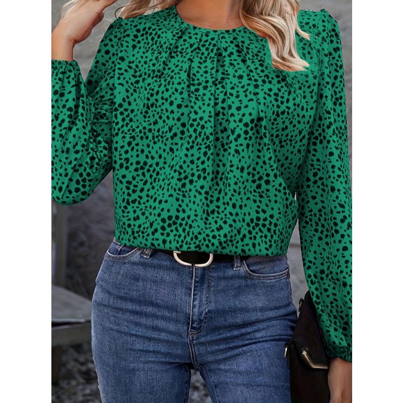 Женская шифоновая рубашка с длинными рукавами и леопардовым принтом, осенние новые свободные ажурные пуловеры