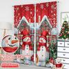 2D Flat Printing 2Pcs Christmas Curtains For Living Room House Red Snowman Printed Window Curtain Natural Drapes For Bedroom