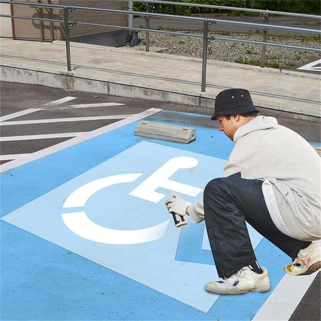 Handicap Parking Stencil, 36x36In Reusable Silicone Parking Lot Stencils for Disabled for Painting, 1mm Thickness, Foldable & Flexible