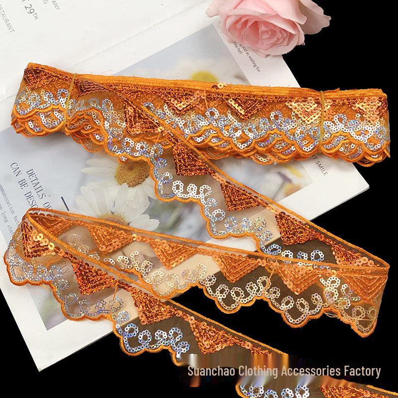 Готовая к использованию сетчатая занавеска с вышивкой пайетками и треугольной кромкой из пайеток