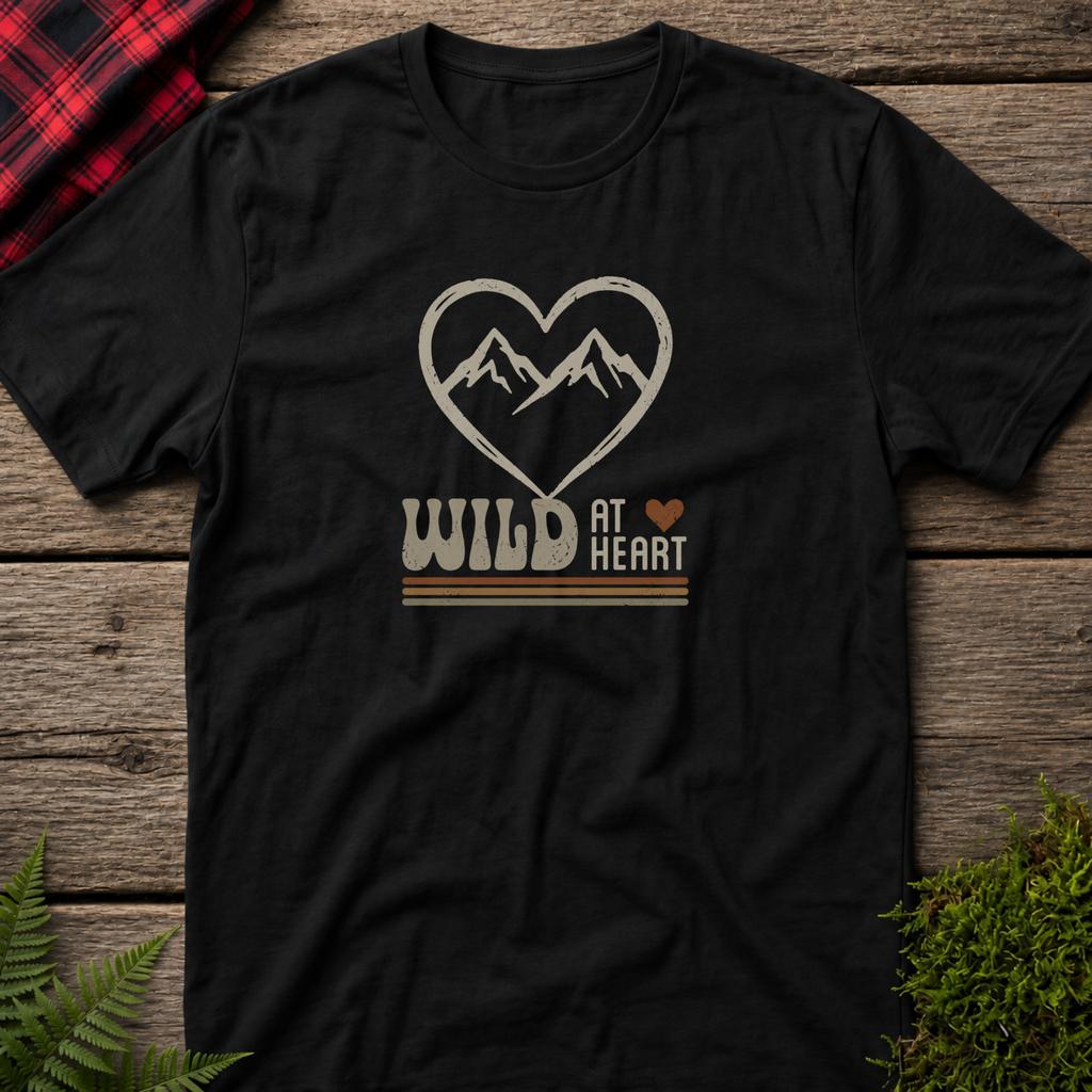 Wild at Heart T-Shirt — Mountain Heart Graphic Tee for Outdoor Lovers