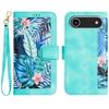 For iPhone 17 Air Case PU Leather Floral Phone Cover with Card Slots
