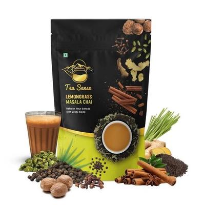 TEA SENSE Lemongrass Masala Chai | 200 г | Пикантная пряная смесь | Ассам CTC, имбирь, кардамон, гвоздика, корица, мускатный орех, черный перец