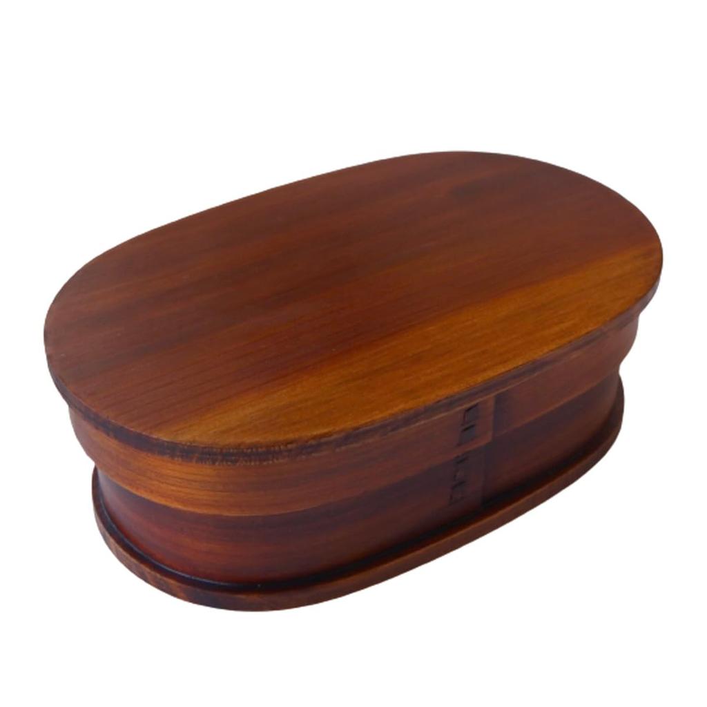 Magewappa Bento Single 19cm X X 700ml J-kitchens Box, Wooden, Oval, Tier, Lacquer, 11.3cm 6.5cm,