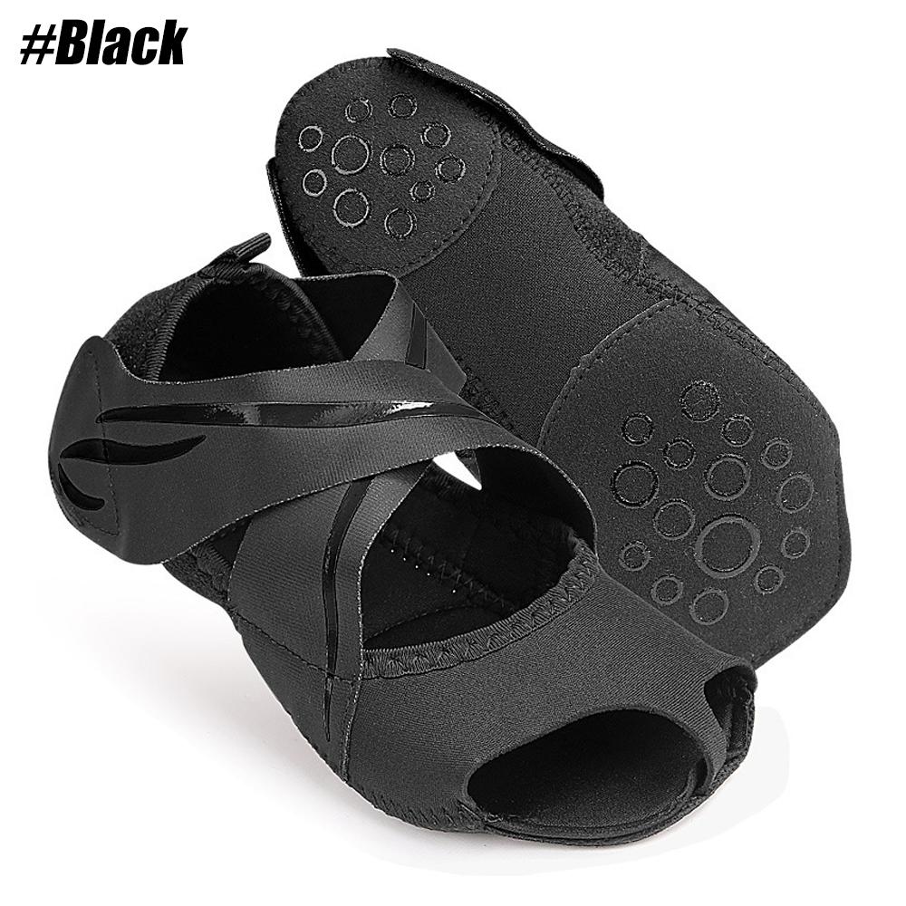 1 Pair New Foot Support Yoga Socks Toeless Non-Slip Grips & Straps, For Pilates, Barre, Ballet, Bikram, Workout For Women