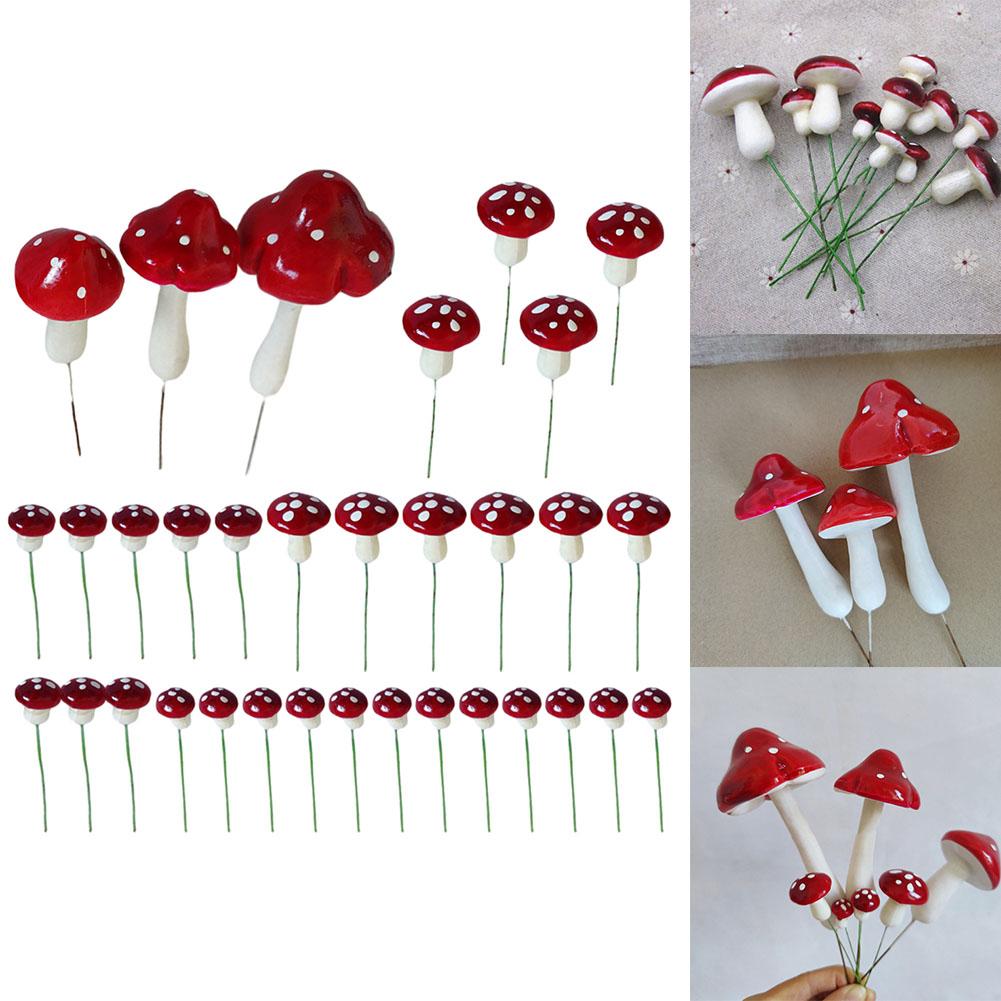 Enchanting Foam Toadstool Mushrooms Fairy Garden Decorations Set of 33