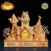 3D Halloween Haunted House Wooden Puzzle Ghost Tree House Light DIY Model Craft Kits Desk Decoration Toys Gift For Kids